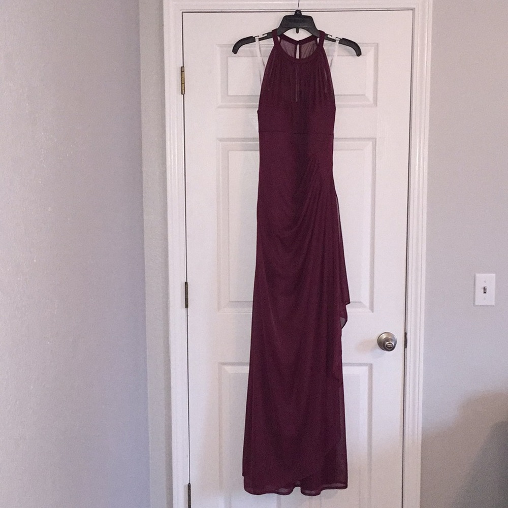 Long Mesh Dress With Illusion Neckline